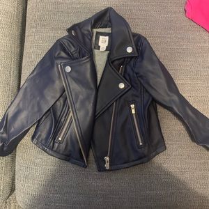 Gap navy blue faux leather coat
